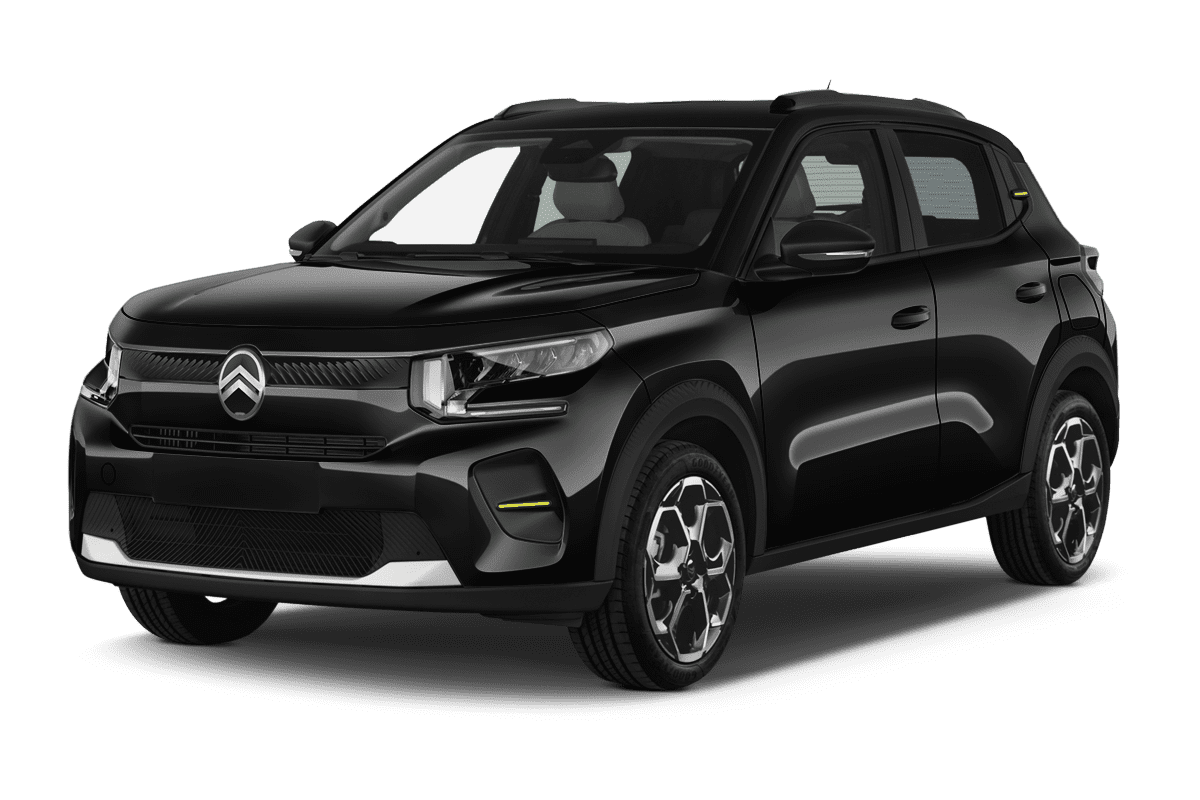 Schräge Frontansicht auf einen Citroën C3, freigestellt