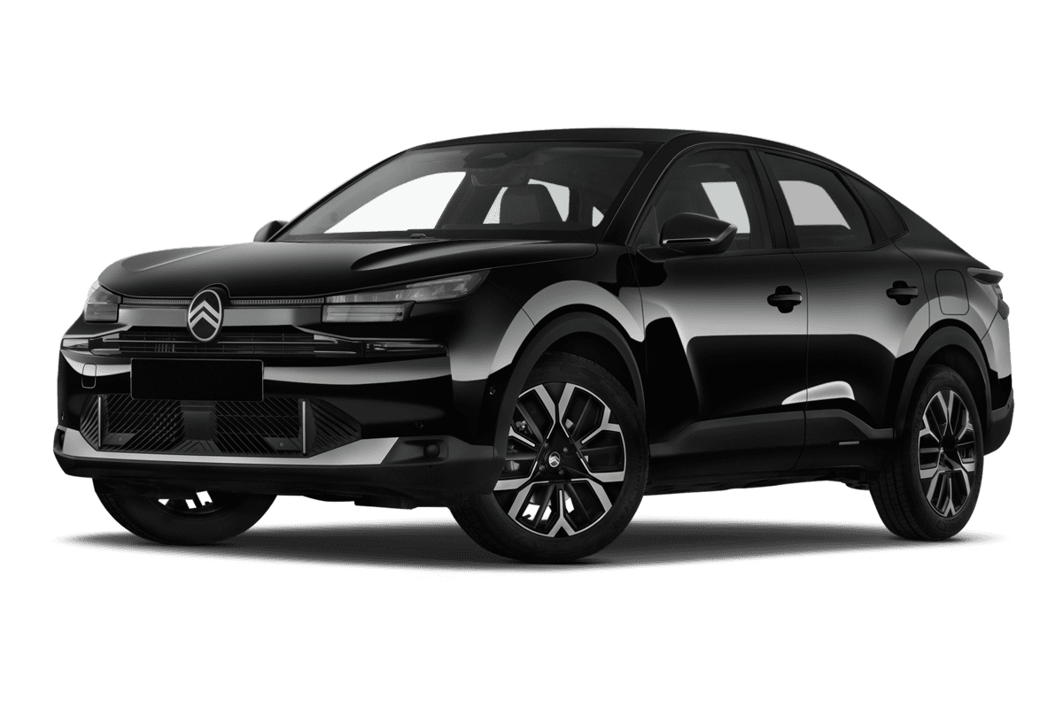 Tiefe, schräge Heckansicht eines Citroen C4 X , freigestellt