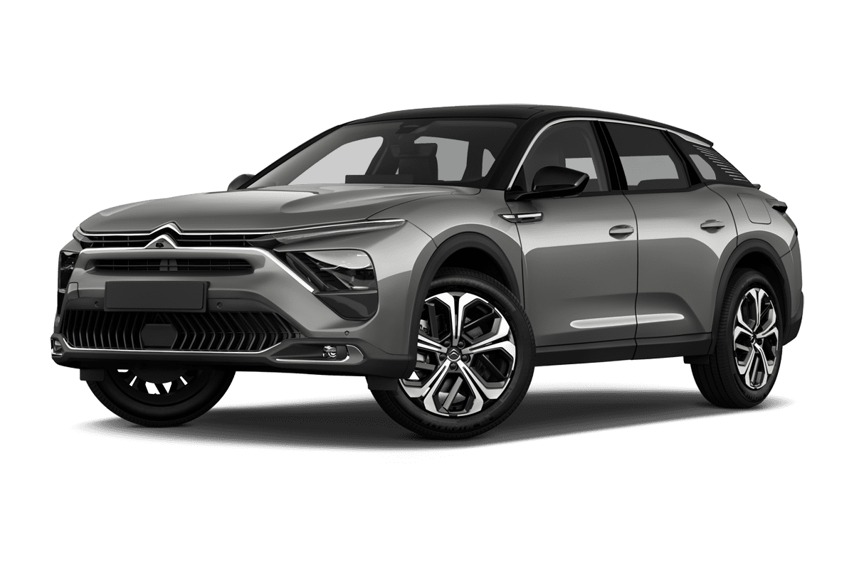 Tiefe, schräge Heckansicht eines Citroen C5 X, freigestellt