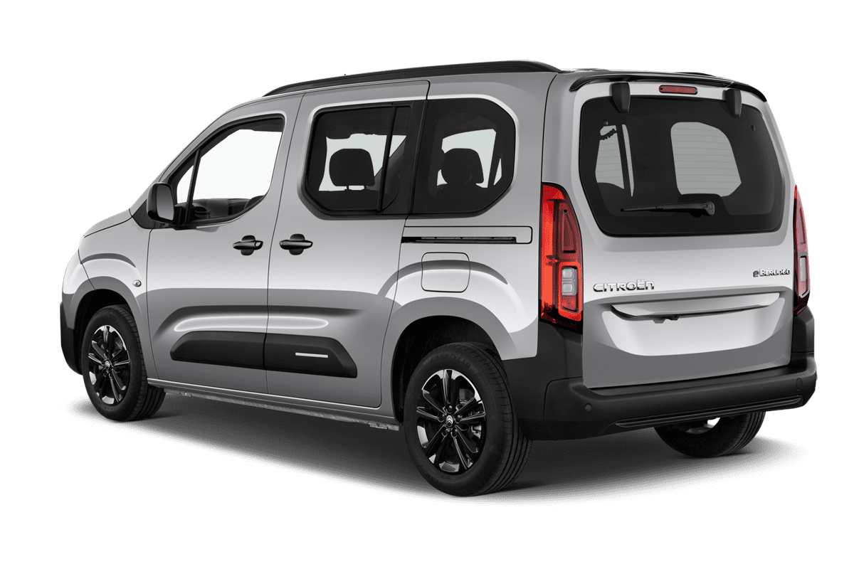 Schräge Heckansicht eines Citroen e-Berlingo, freigestellt