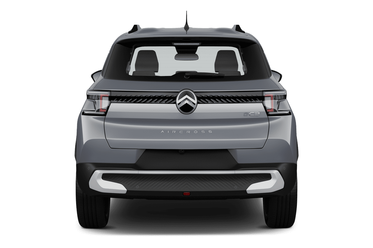 Heckansicht eines Citroen e-C3 Aircross 