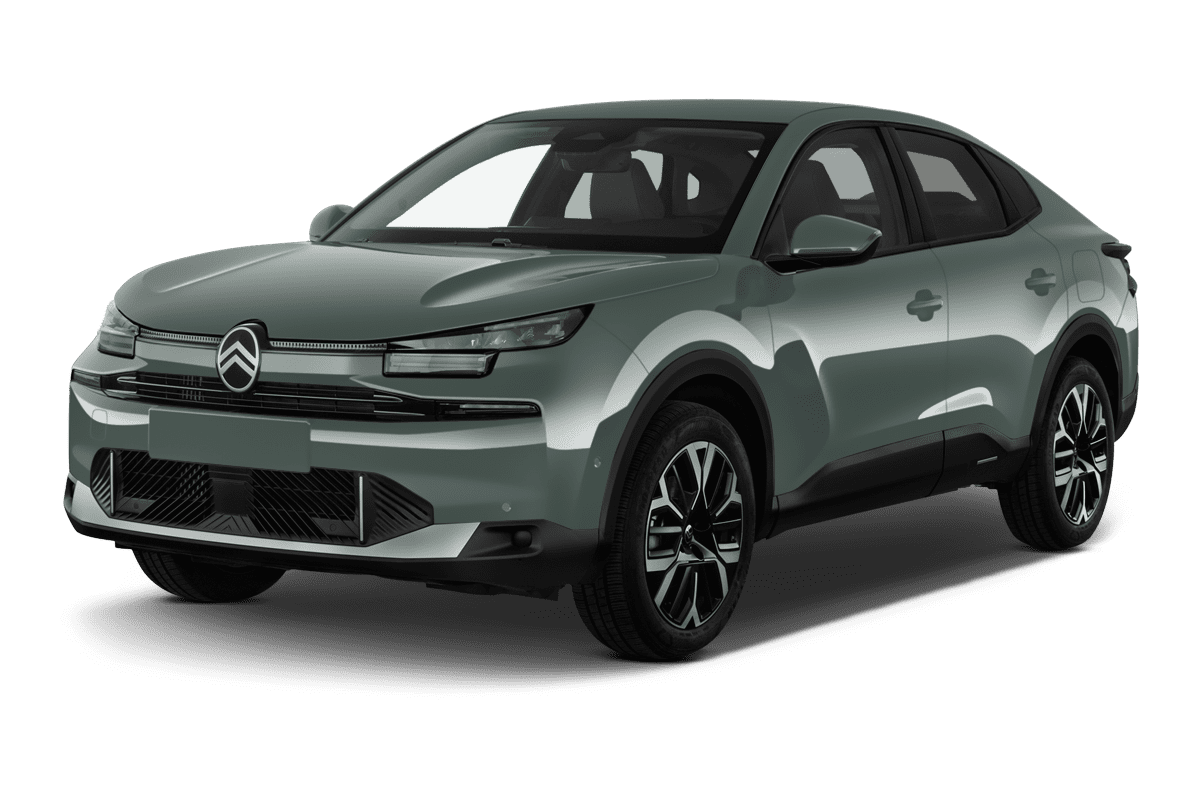 Schräge Frontansicht eines Citroën ë-C4 X, freigestellt