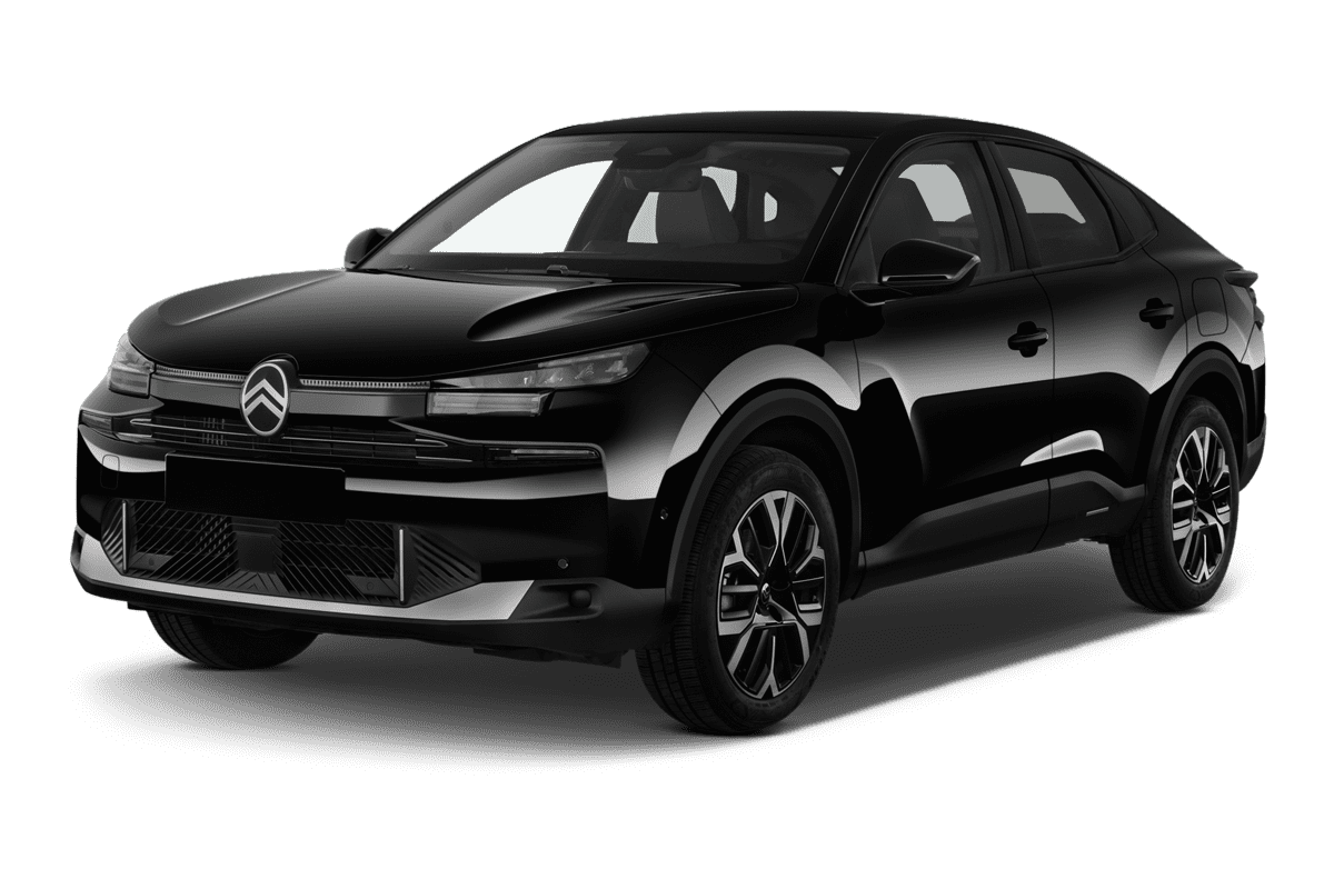 Schräge Frontansicht eines Citroen e-C4 X, freigestellt