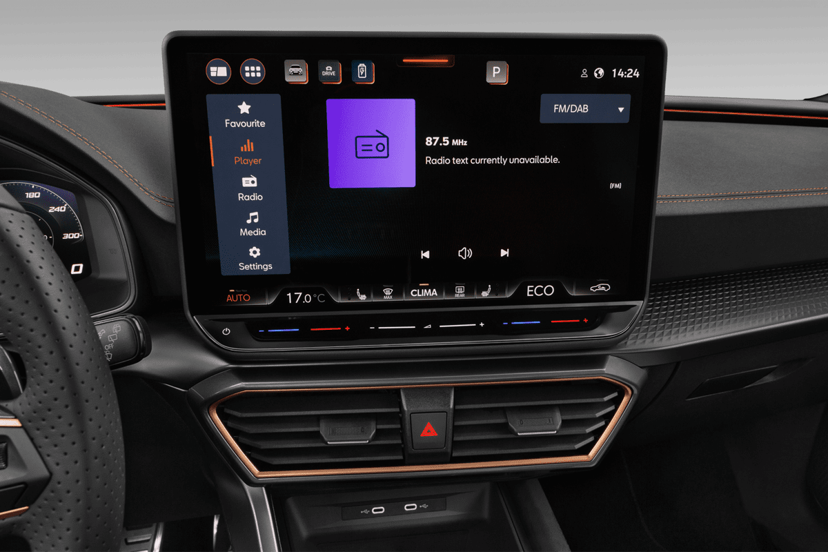 Audiosystem eines Cupra Leon Plug-In-Hybrid (KI-generiert)
