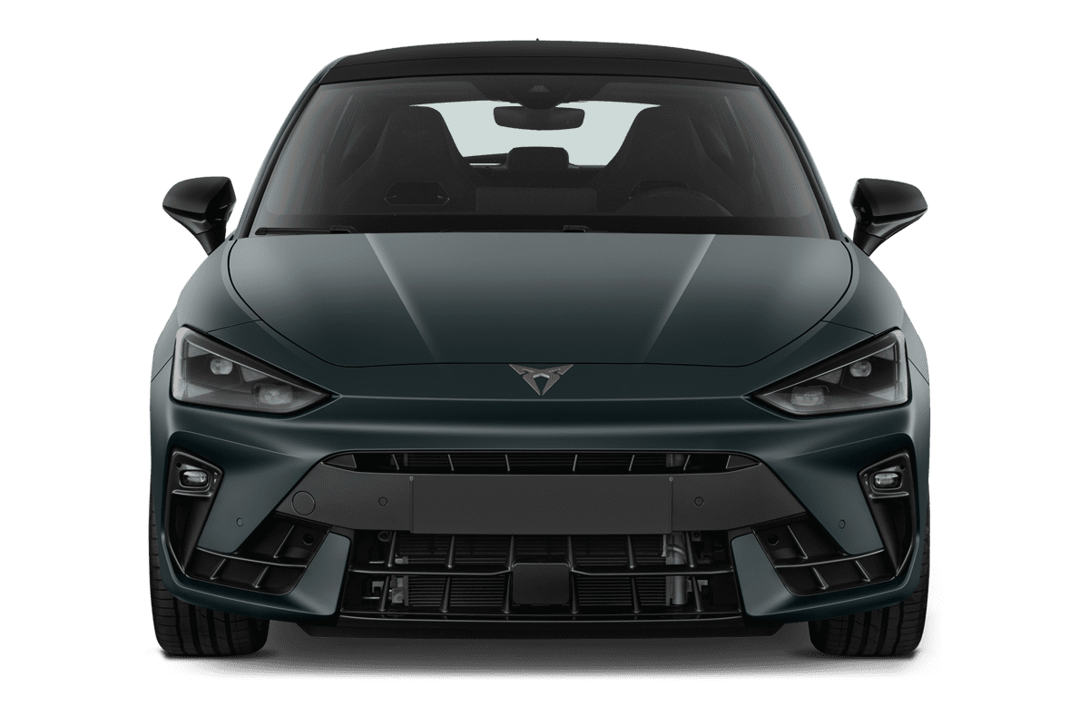 Frontansicht eines Cupra Leon Plug-In-Hybrid, freigestellt (KI-generiert)