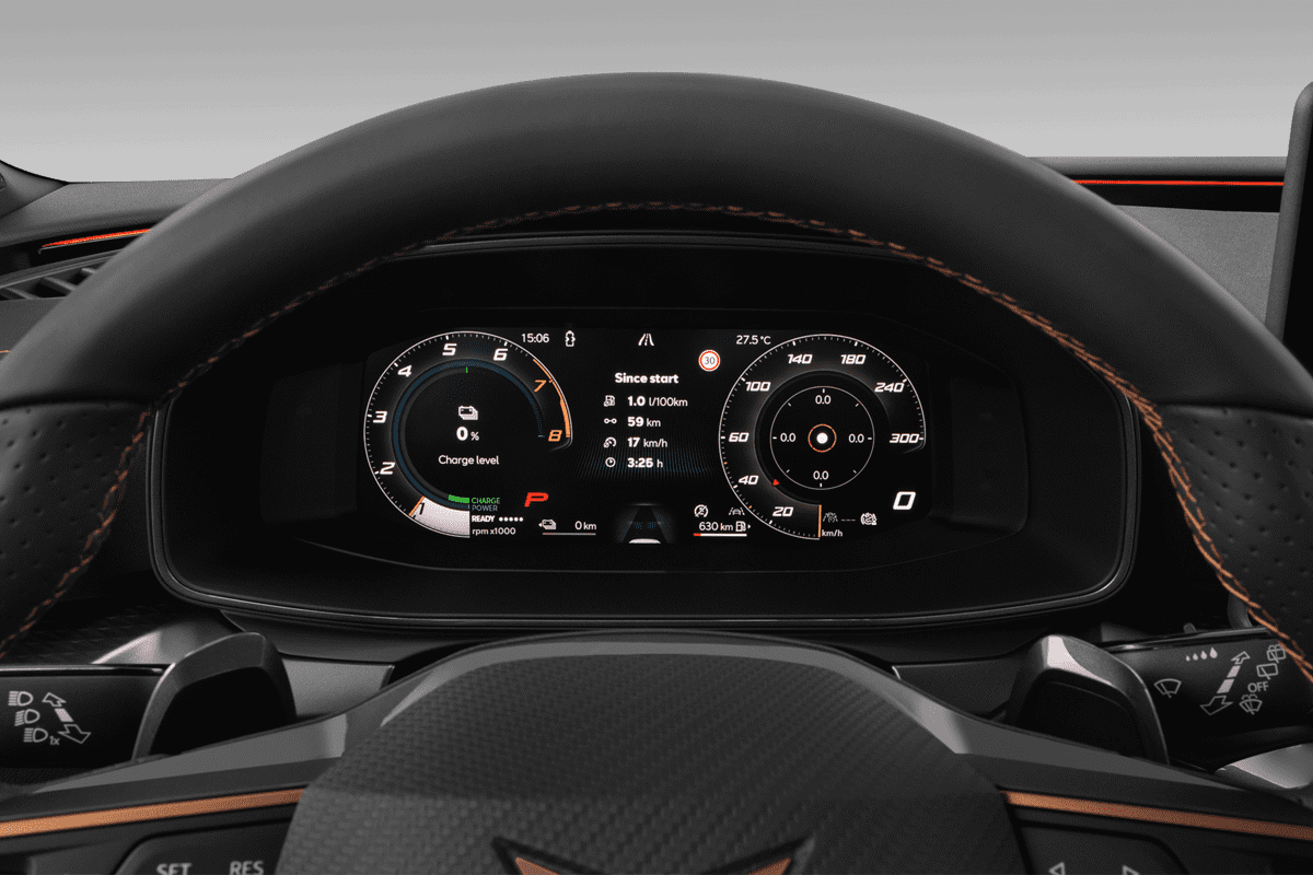 Kombiinstrument eines Cupra Leon Plug-In-Hybrid (KI-generiert)