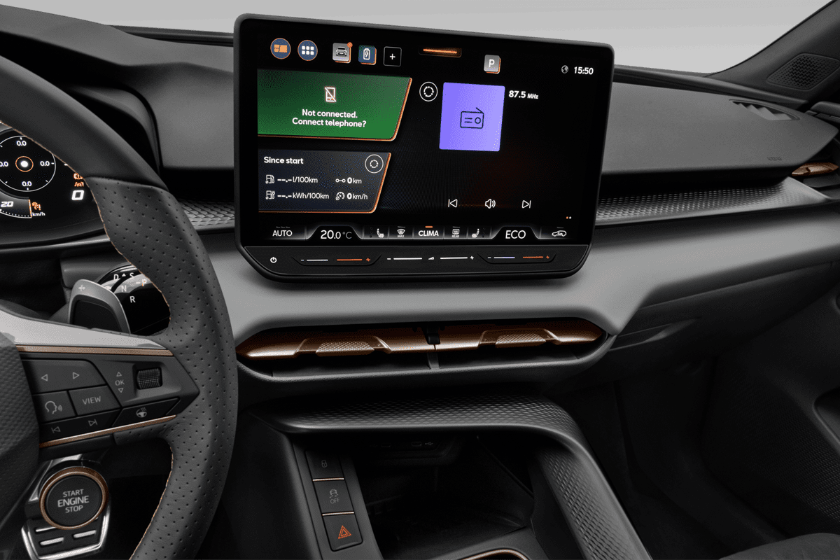 Mittelkonsole eines Cupra Terramar Plug-in-Hybrid 