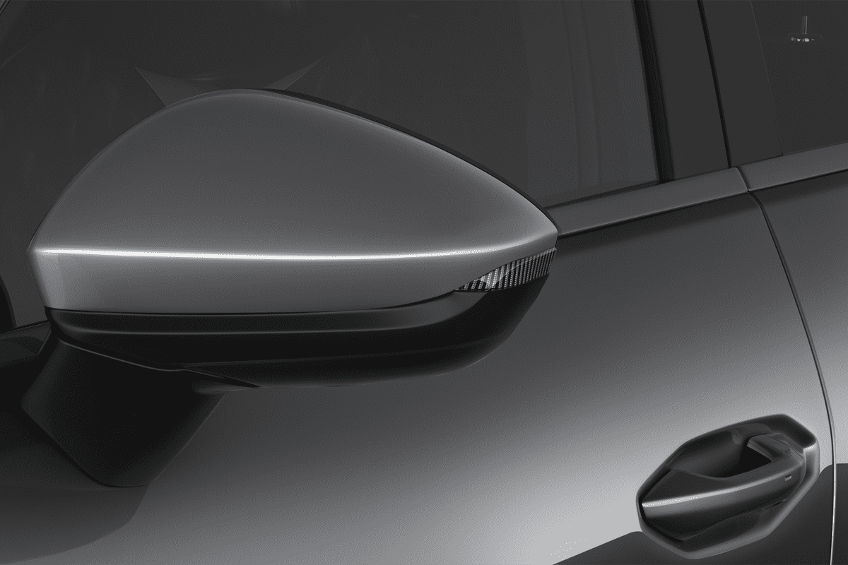 Rückspiegel eines Cupra Terramar Plug-in-Hybrid 