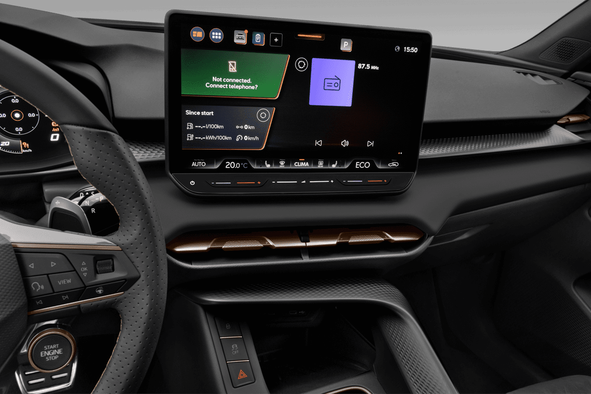 Mittelkonsole eines Cupra Terramar Plug-in-Hybrid 