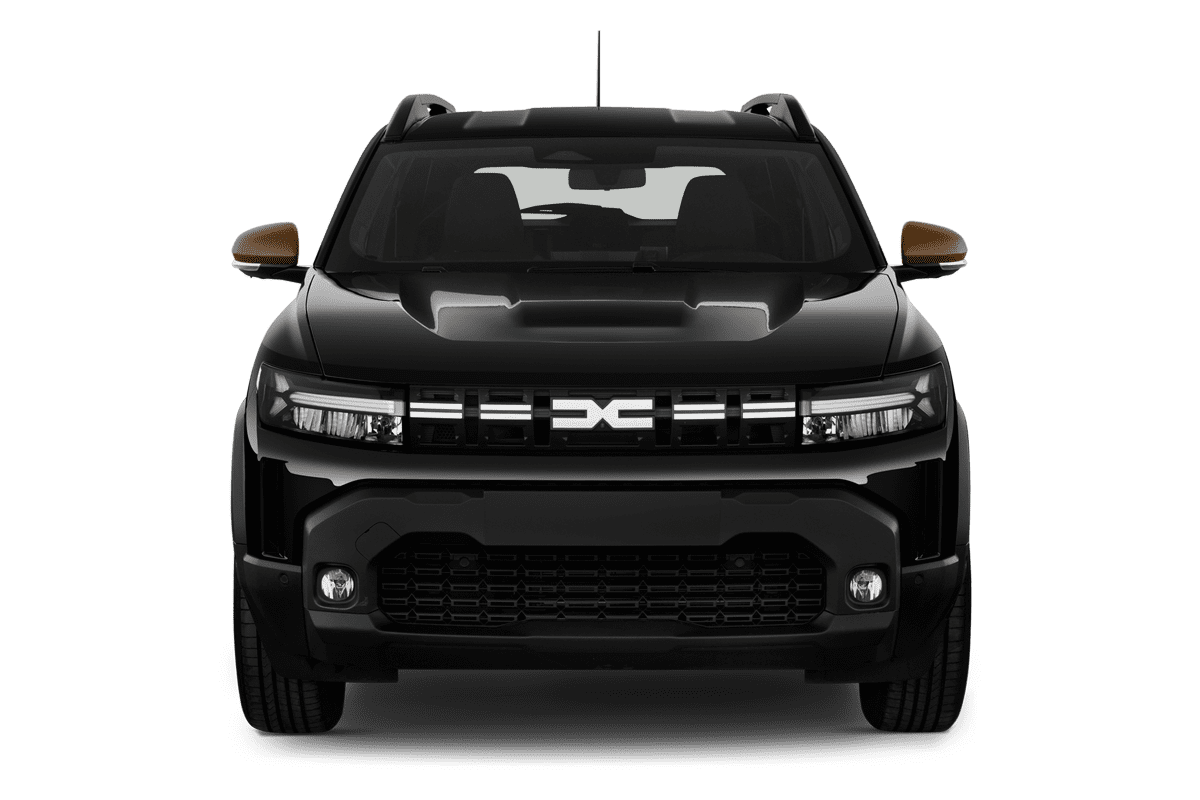 Frontansicht eines Dacia Duster Hybrid , freigestellt