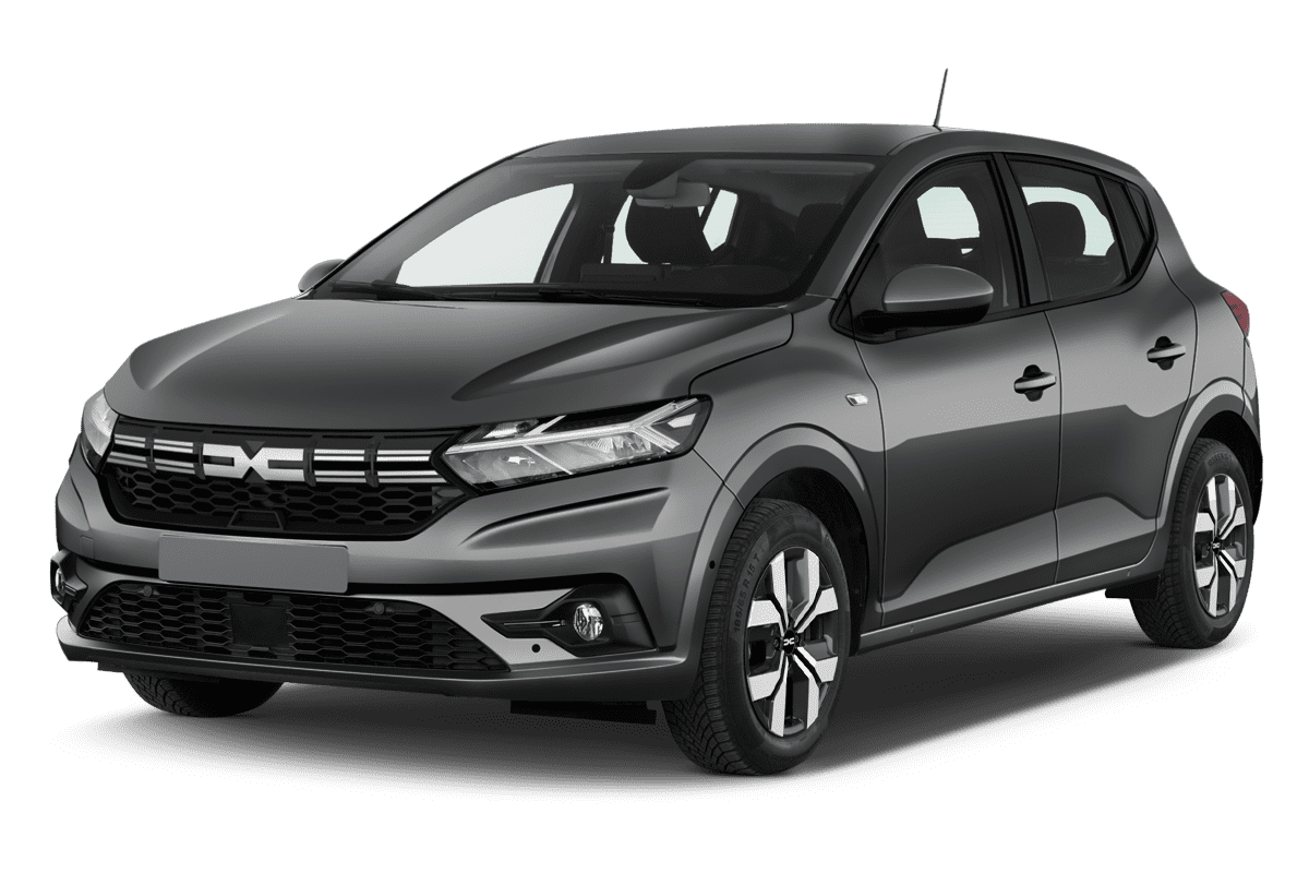 Schräge Frontansicht eines Dacia Sandero, freigestellt