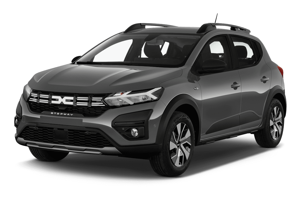 Schräge Frontansicht eines Dacia Sandero, freigestellt