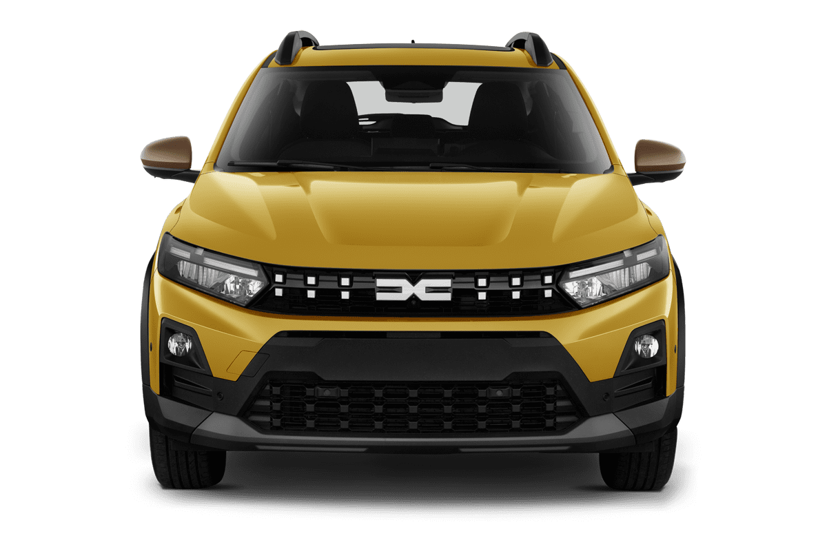 Frontansicht eines Dacia Sandero Stepway (neues Modell), freigestellt