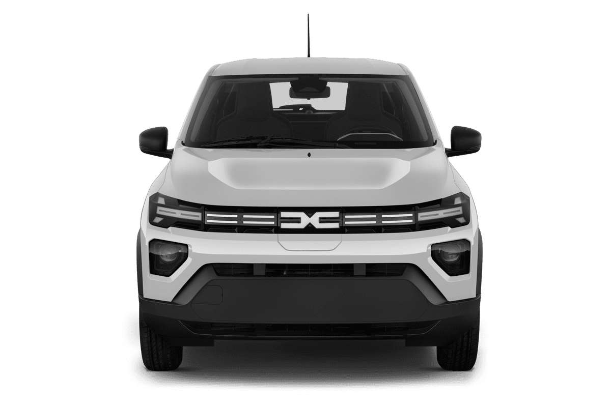 Frontansicht eines Dacia Spring, freigestellt