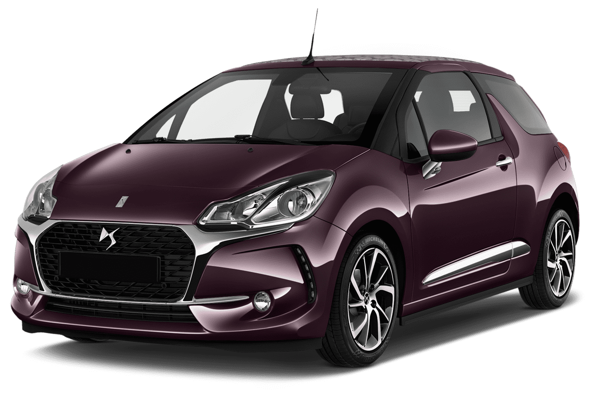 Schräge Frontansicht eines DS 3 Cabrio, freigestellt