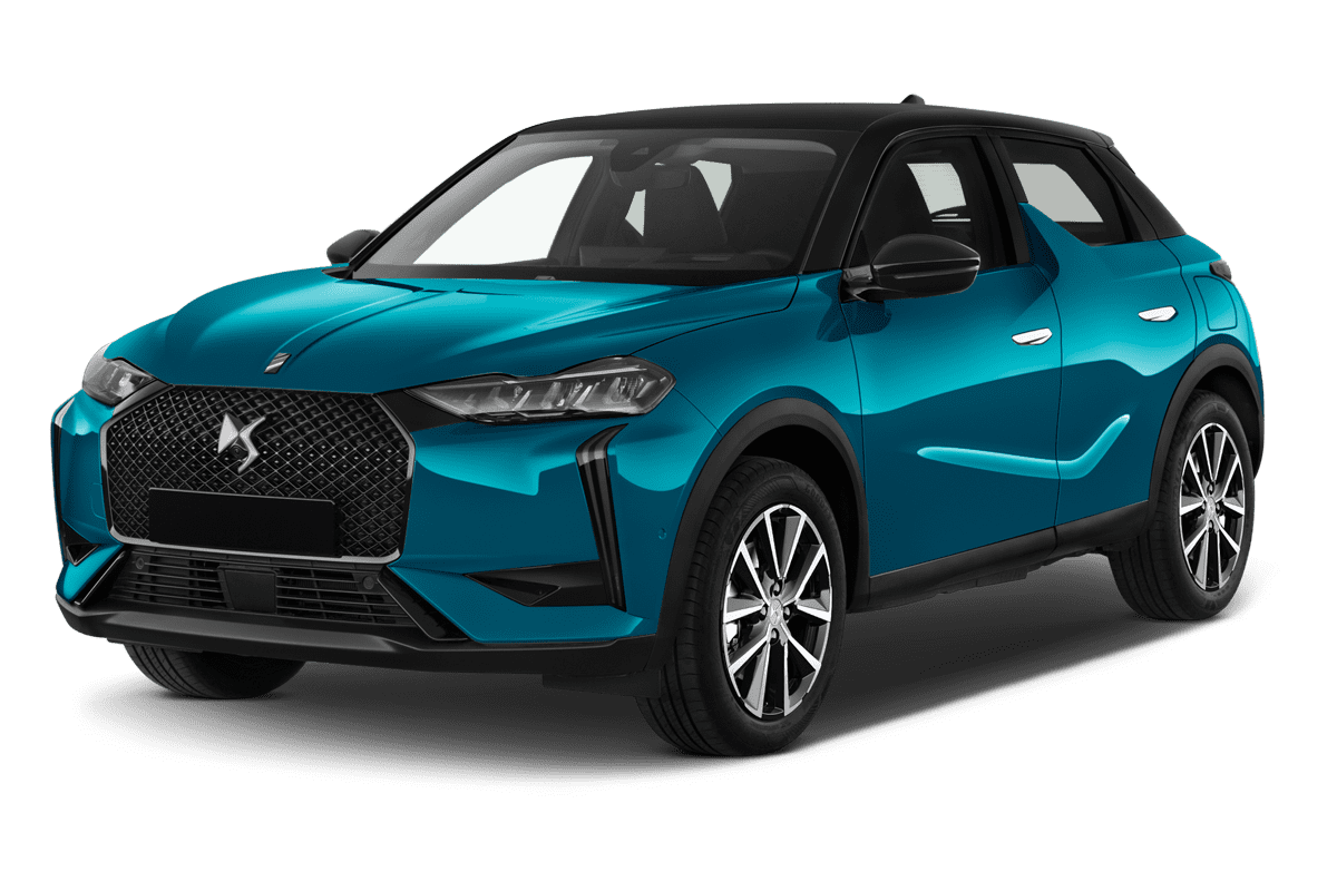 Schräge Frontansicht eines DS 3 E-Tense, freigestellt