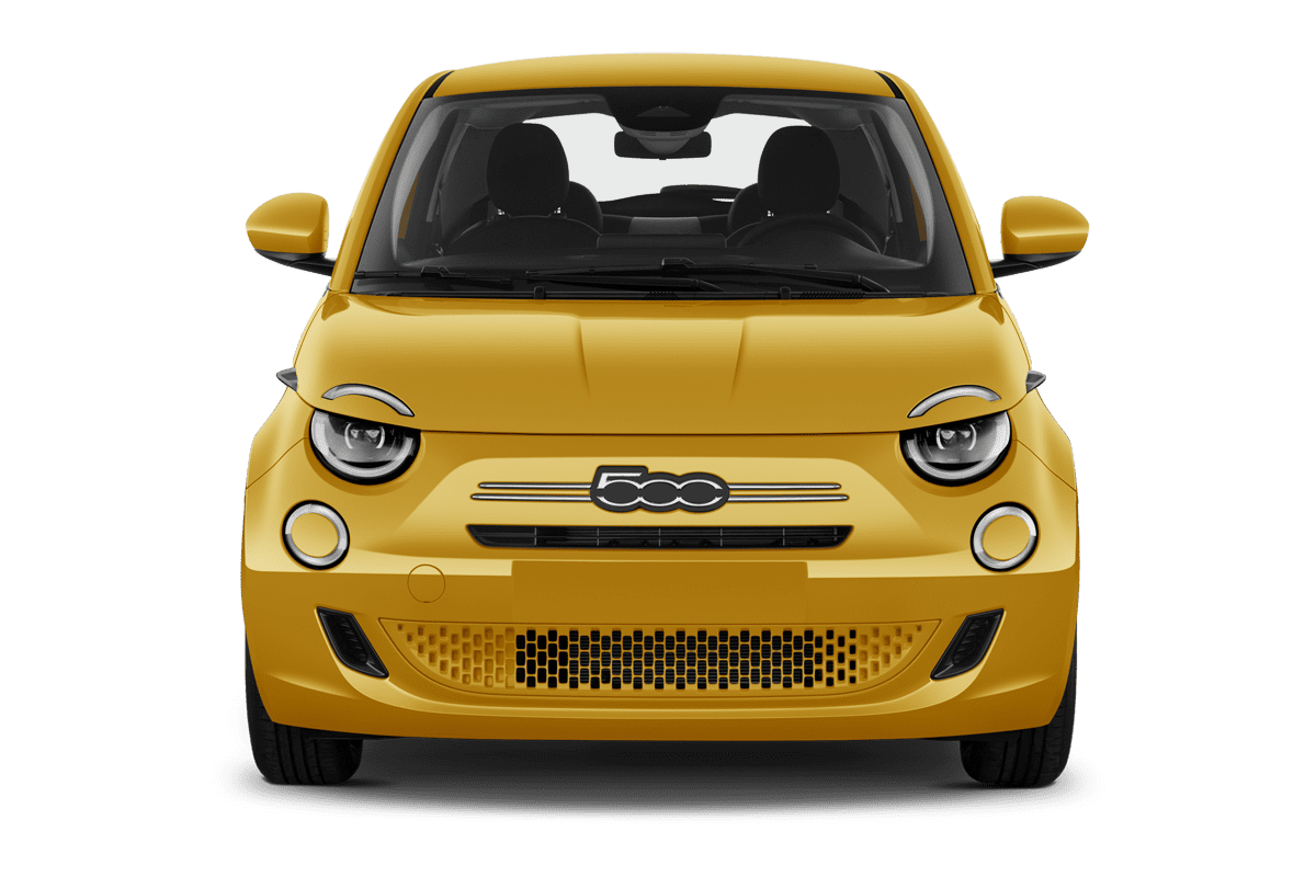 Frontansicht eines Fiat 500 Hybrid, freigestellt