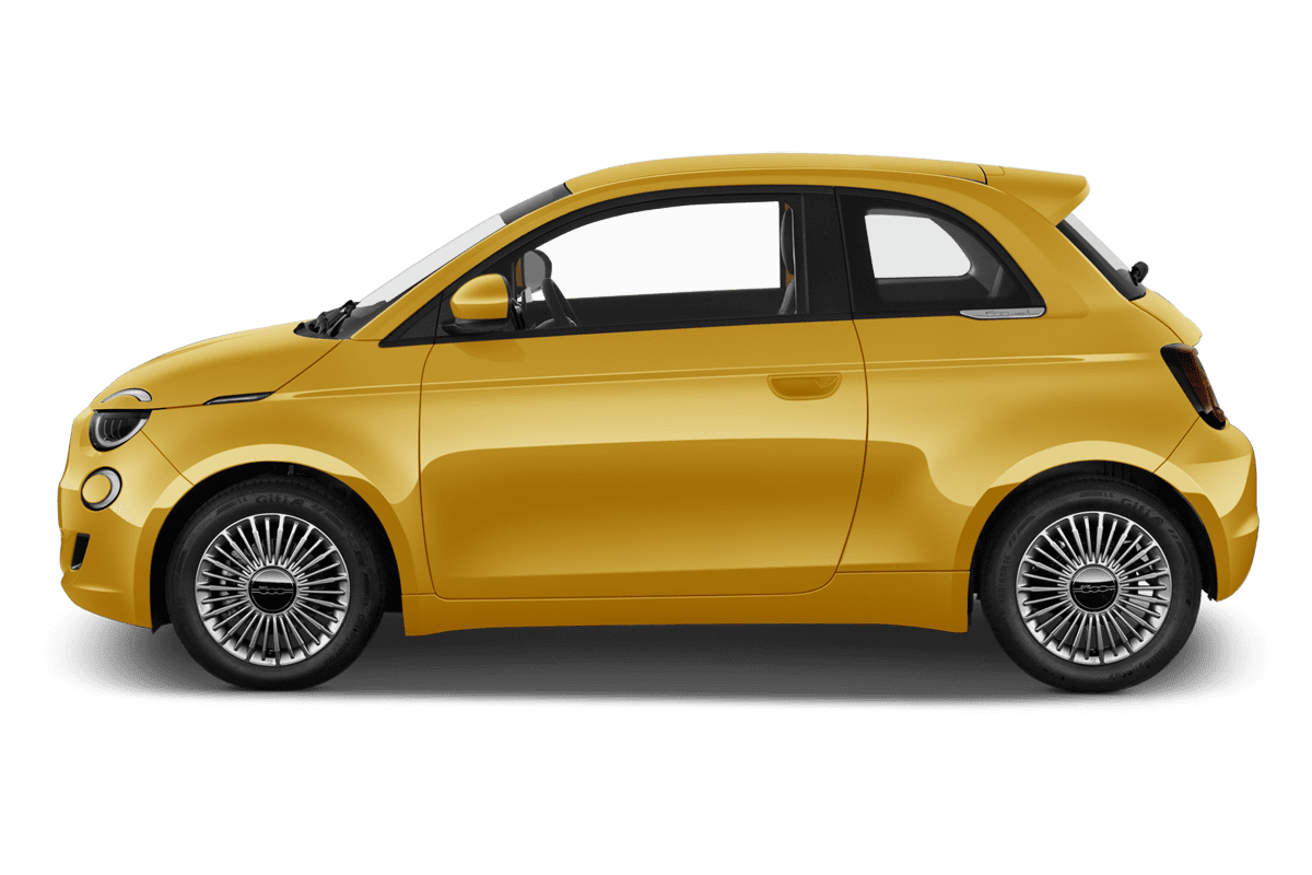 Seitenansicht eines Fiat 500 Hybrid