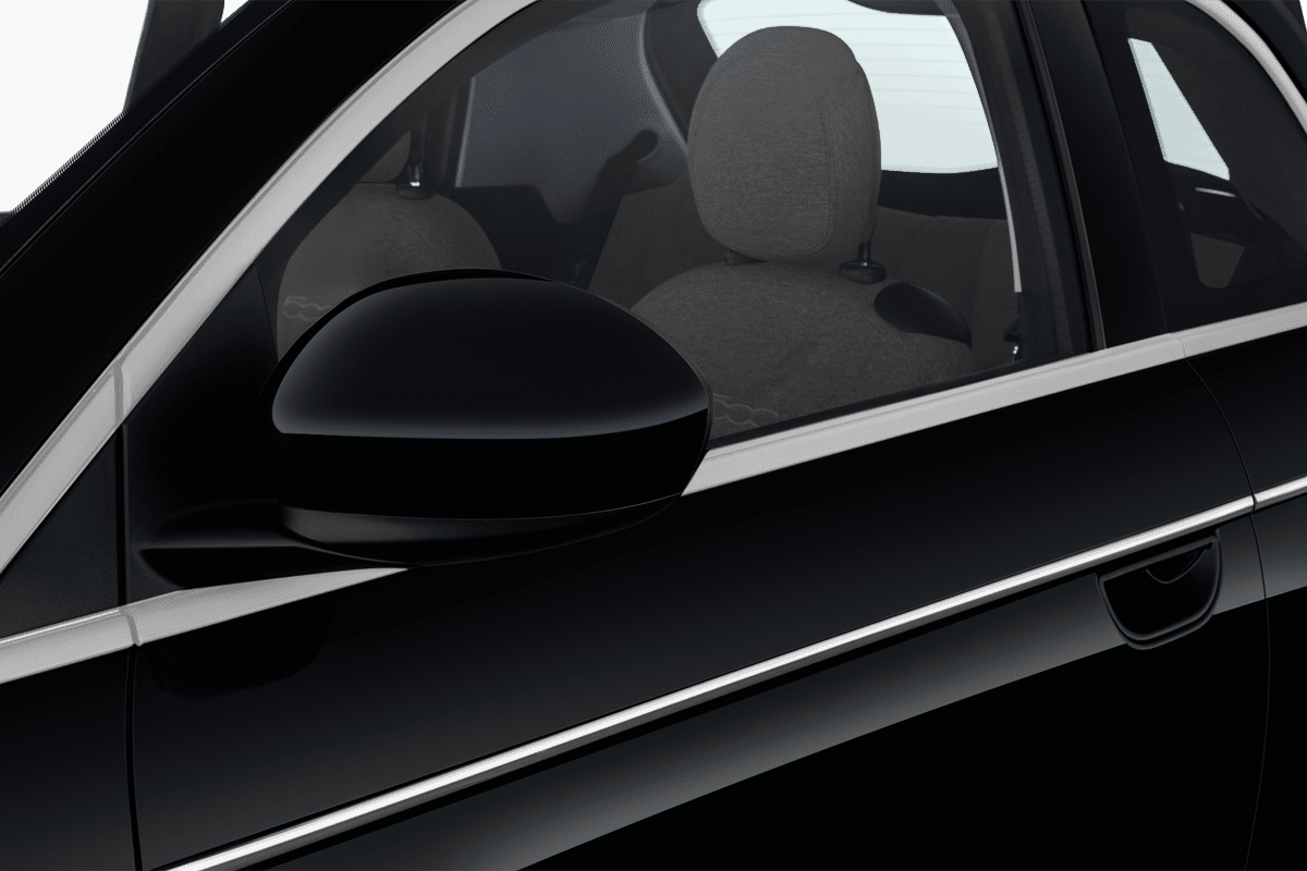 Rückspiegel eines Fiat 500e 3+1 (KI-generiert)