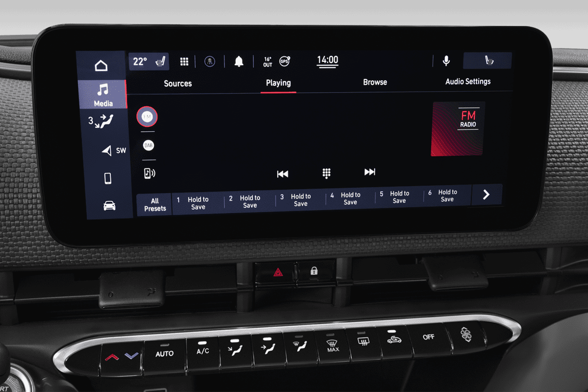Audiosystem eines Fiat 500e Cabrio (KI-generiert)