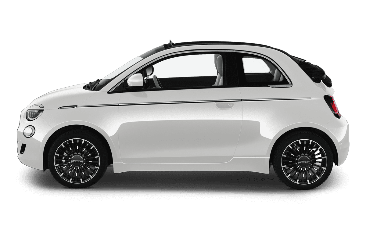 Seitenansicht eines Fiat 500e Cabrio