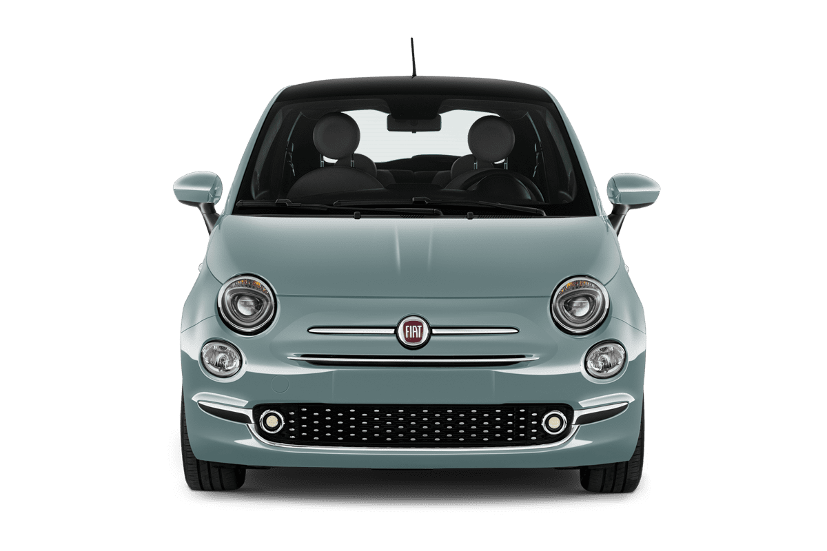 Frontansicht eines Fiat 500 Hybrid (neues Modell), freigestellt