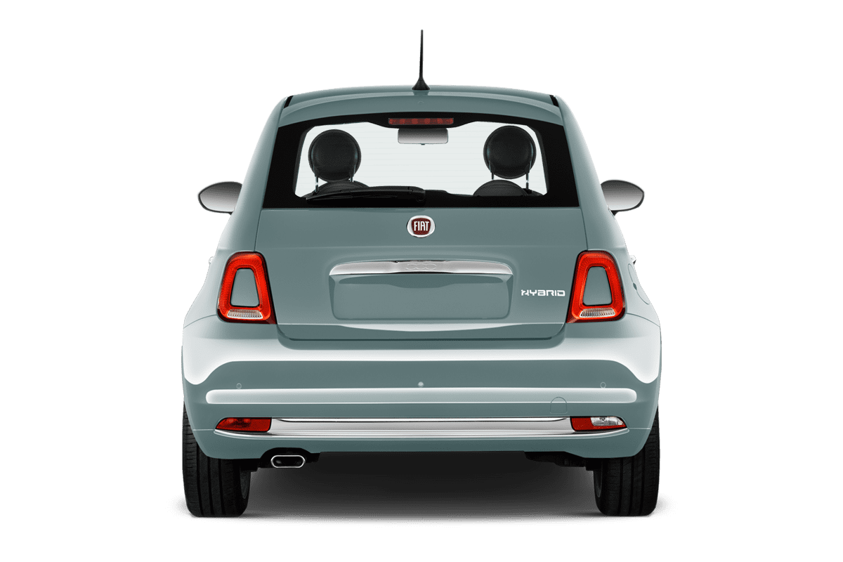 Heckansicht eines Fiat 500 Hybrid (neues Modell)