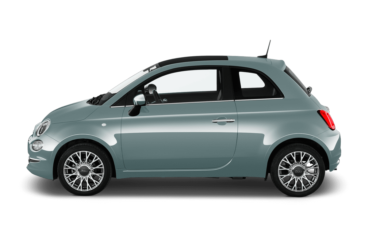 Seitenansicht eines Fiat 500 Hybrid (neues Modell)