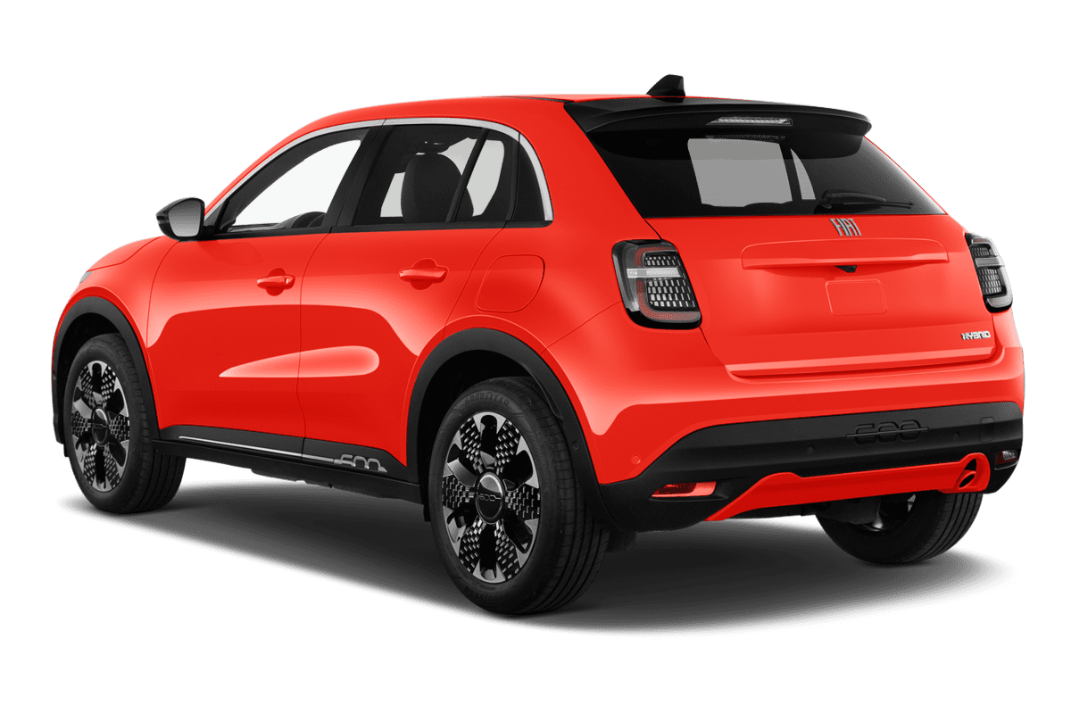 Schräge Heckansicht eines Fiat 600, freigestellt