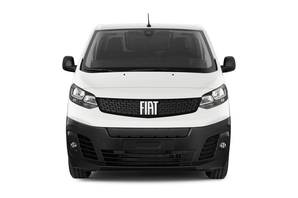 Frontansicht eines Fiat E-Scudo Kastenwagen, freigestellt