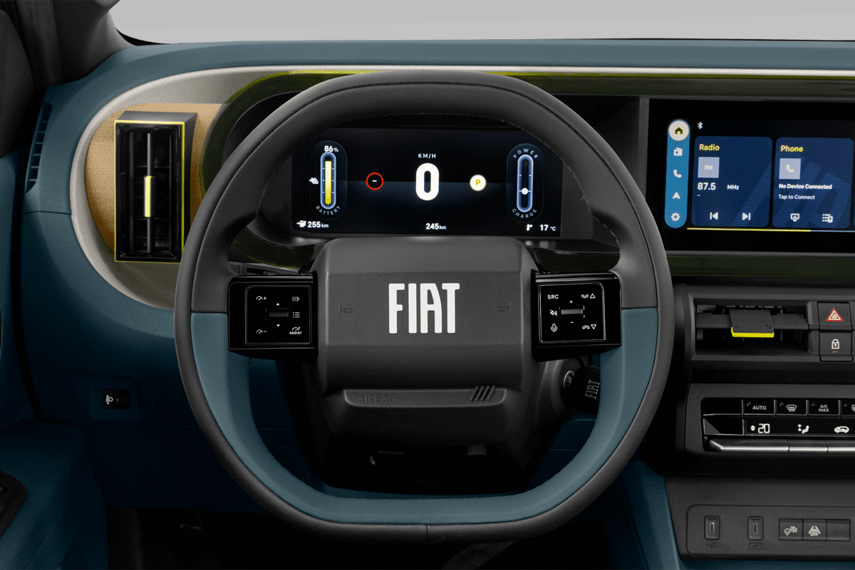 Lenkrad eines Fiat Grande Panda Elektro (neues Modell)