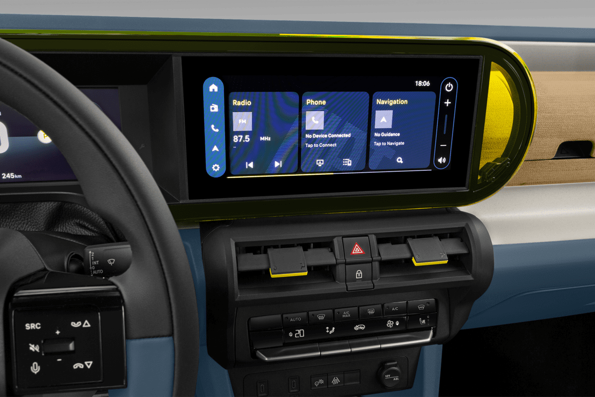 Mittelkonsole eines Fiat Grande Panda Elektro