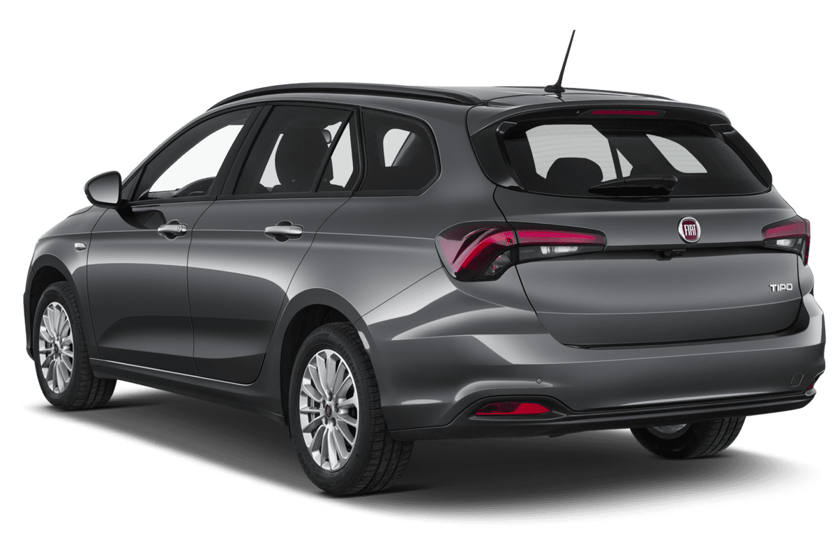 Schräge Heckansicht eines Fiat Tipo Kombi, freigestellt