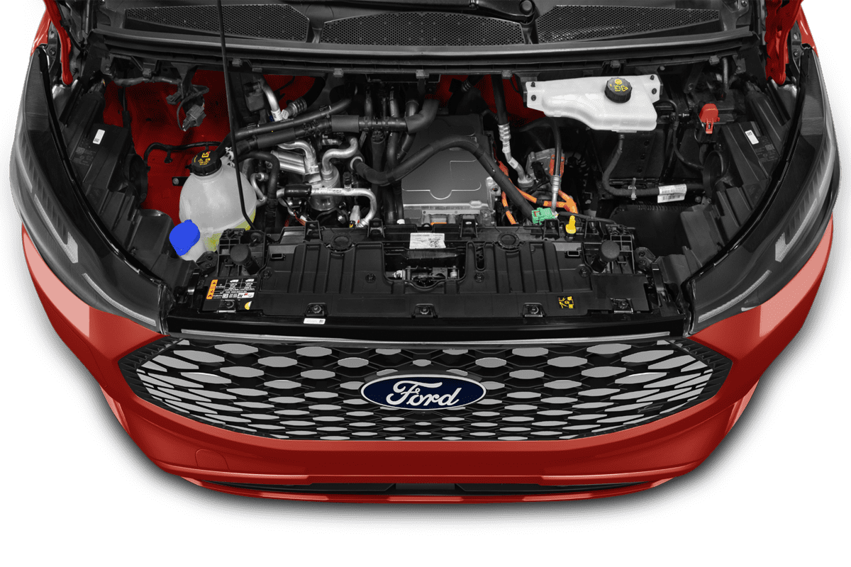 Motorraum eines Ford Transit E-Custom Kastenwagen