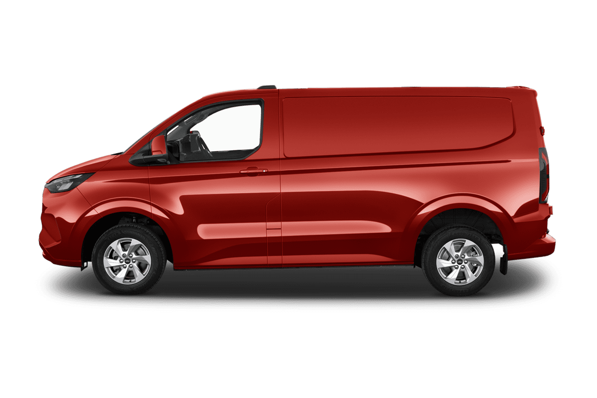 Seitenansicht eines Ford Transit E-Custom Kastenwagen