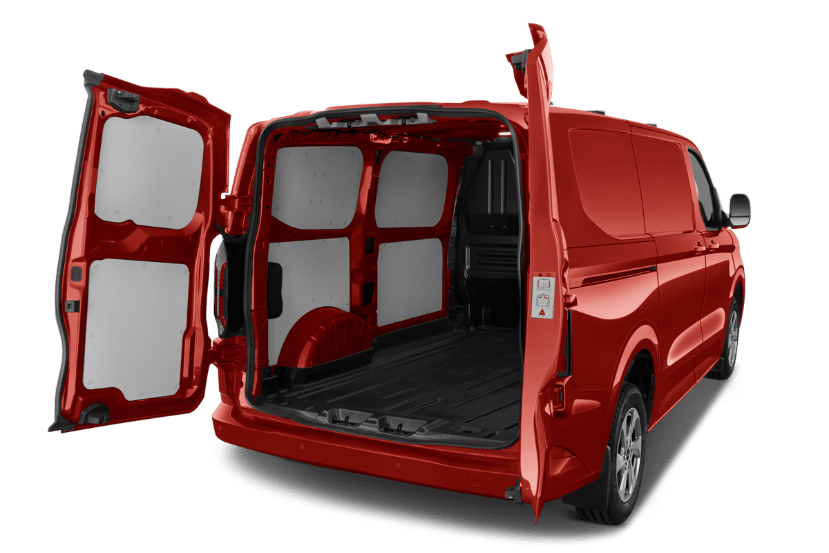 Kofferraum eines Ford Transit E-Custom Kastenwagen