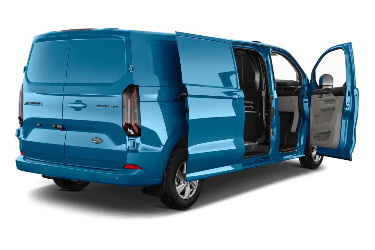 Türen eines Ford Transit E-Custom Kastenwagen