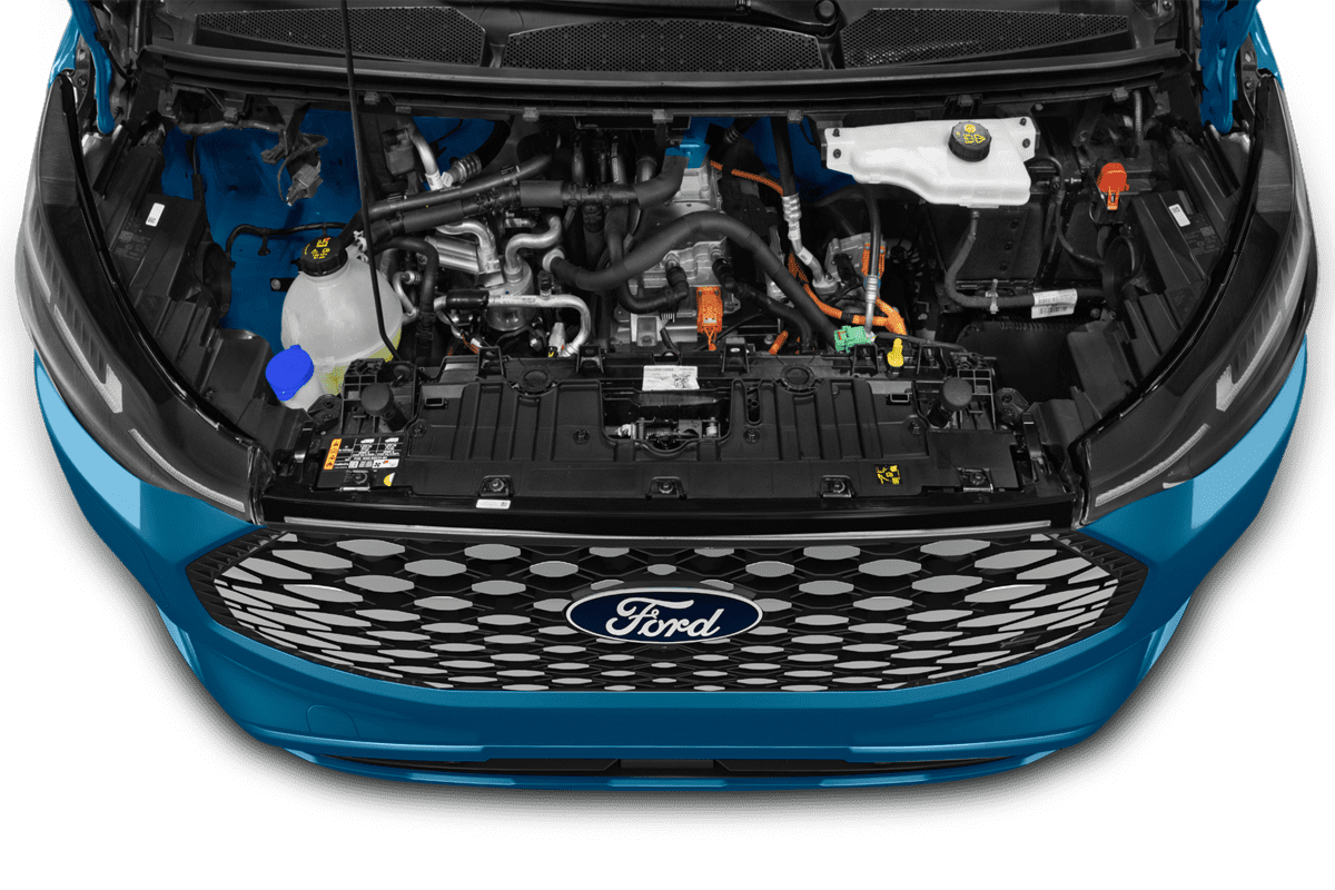 Motorraum eines Ford Transit E-Custom Kastenwagen
