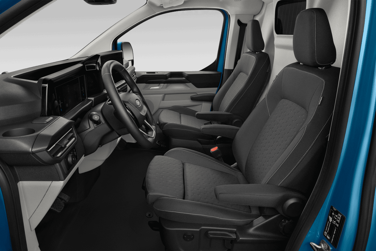 Vordersitze eines Ford Transit E-Custom Kastenwagen