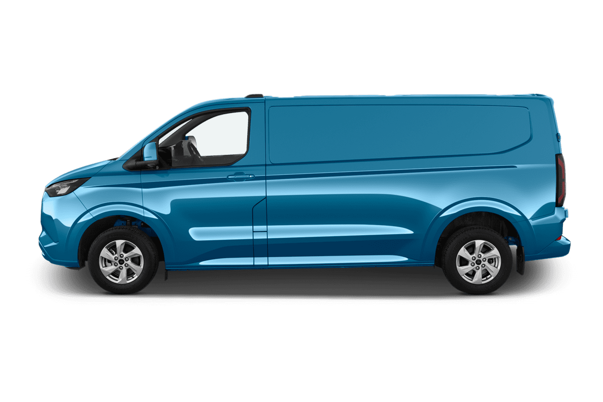 Seitenansicht eines Ford Transit E-Custom Kastenwagen