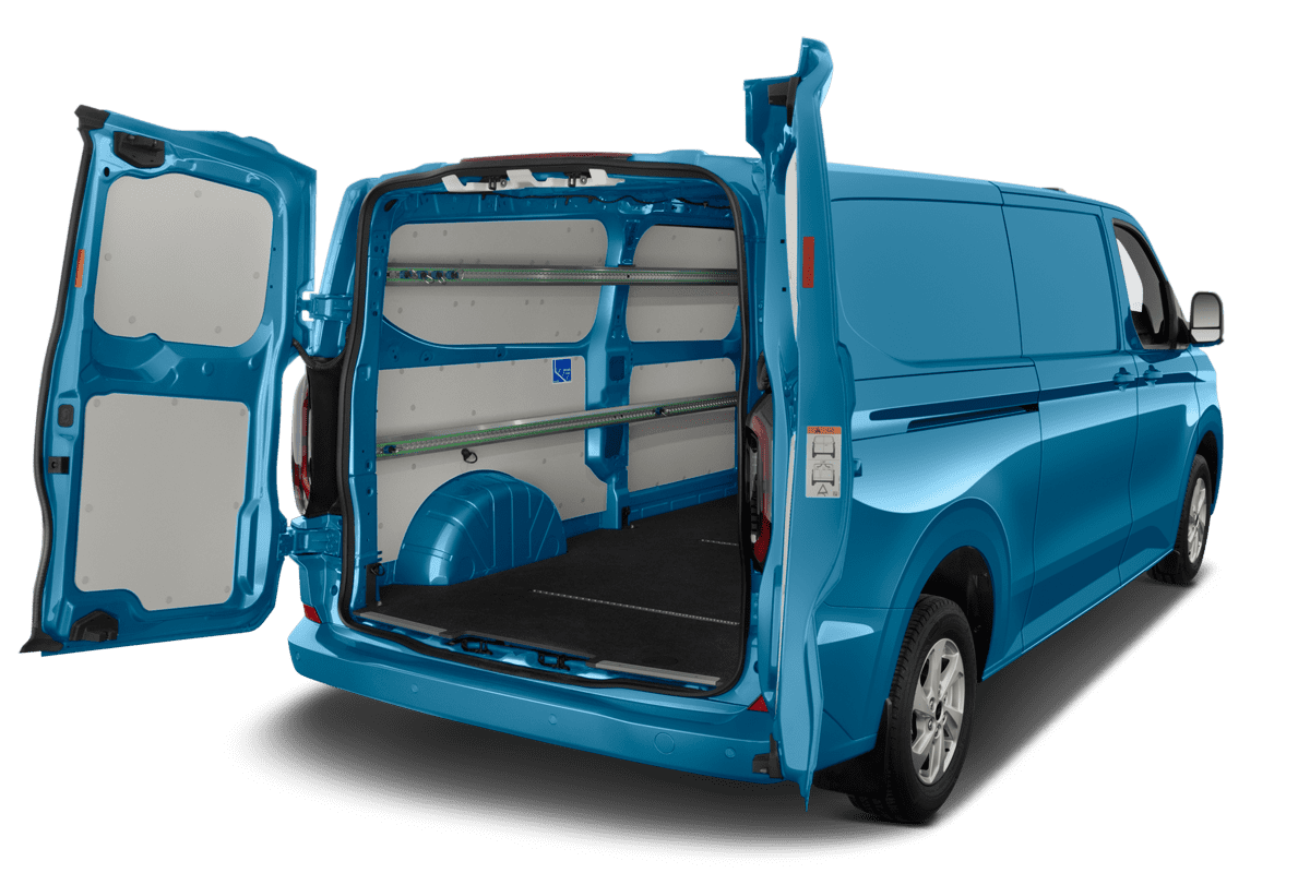 Kofferraum eines Ford Transit E-Custom Kastenwagen