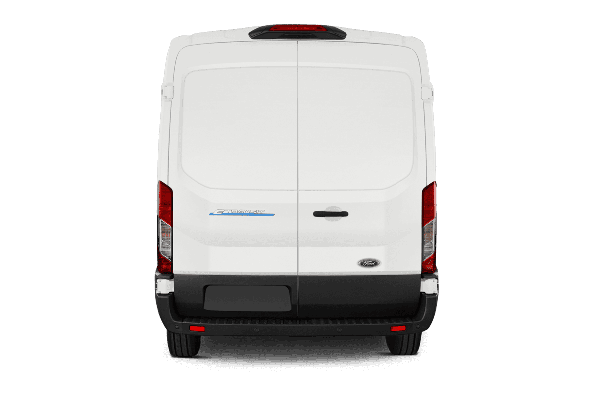 Heckansicht eines Ford E-Transit