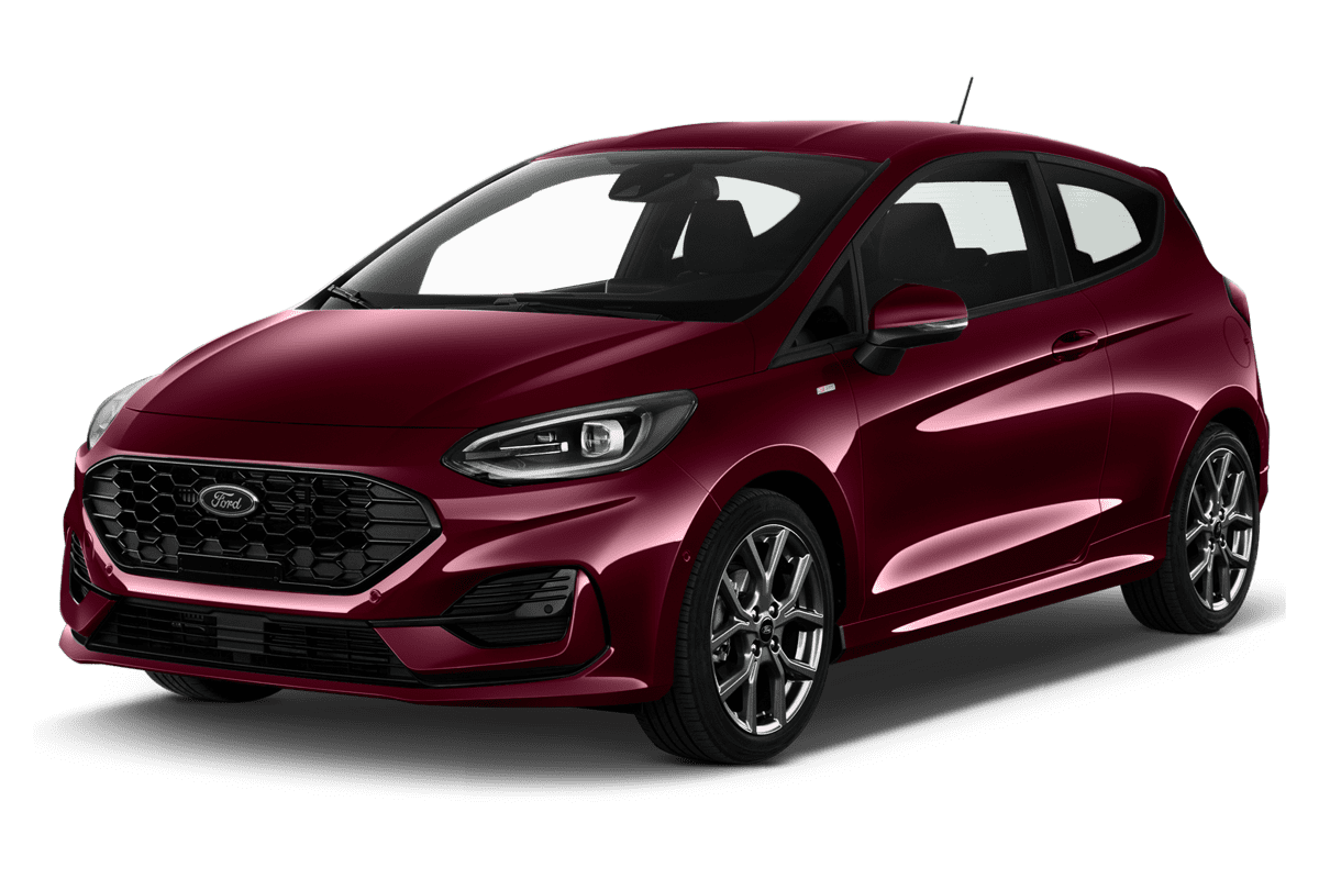 Schräge Frontansicht eines Ford Fiesta, freigestellt