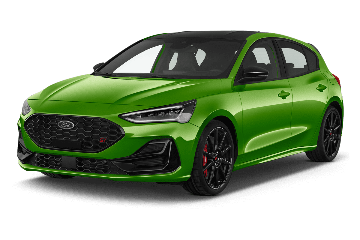 Schräge Frontansicht eines Ford Focus ST, freigestellt
