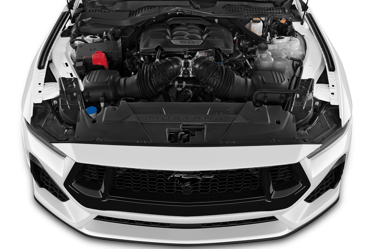 Motorraum eines Ford Mustang Convertible (neues Modell)