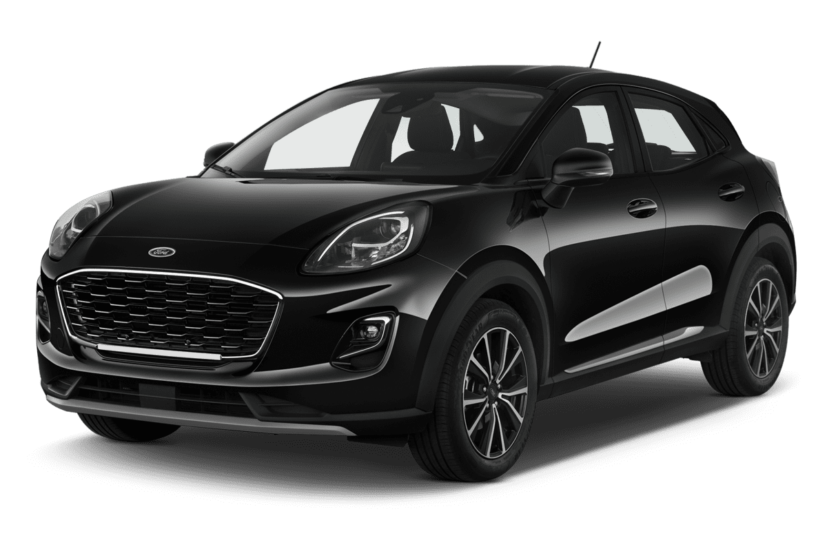 Schräge Frontansicht eines Ford Puma, freigestellt