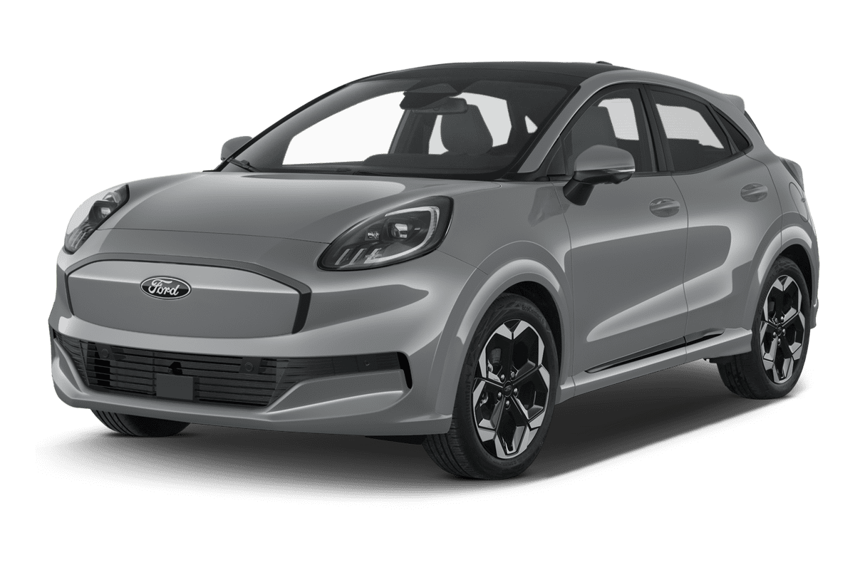 Schräge Frontansicht eines Ford Puma Gen-E, freigestellt