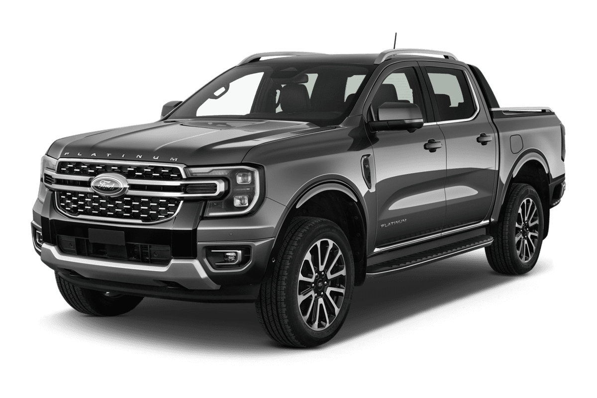 Schräge Frontansicht eines Ford Ranger Plug-in-Hybrid , freigestellt