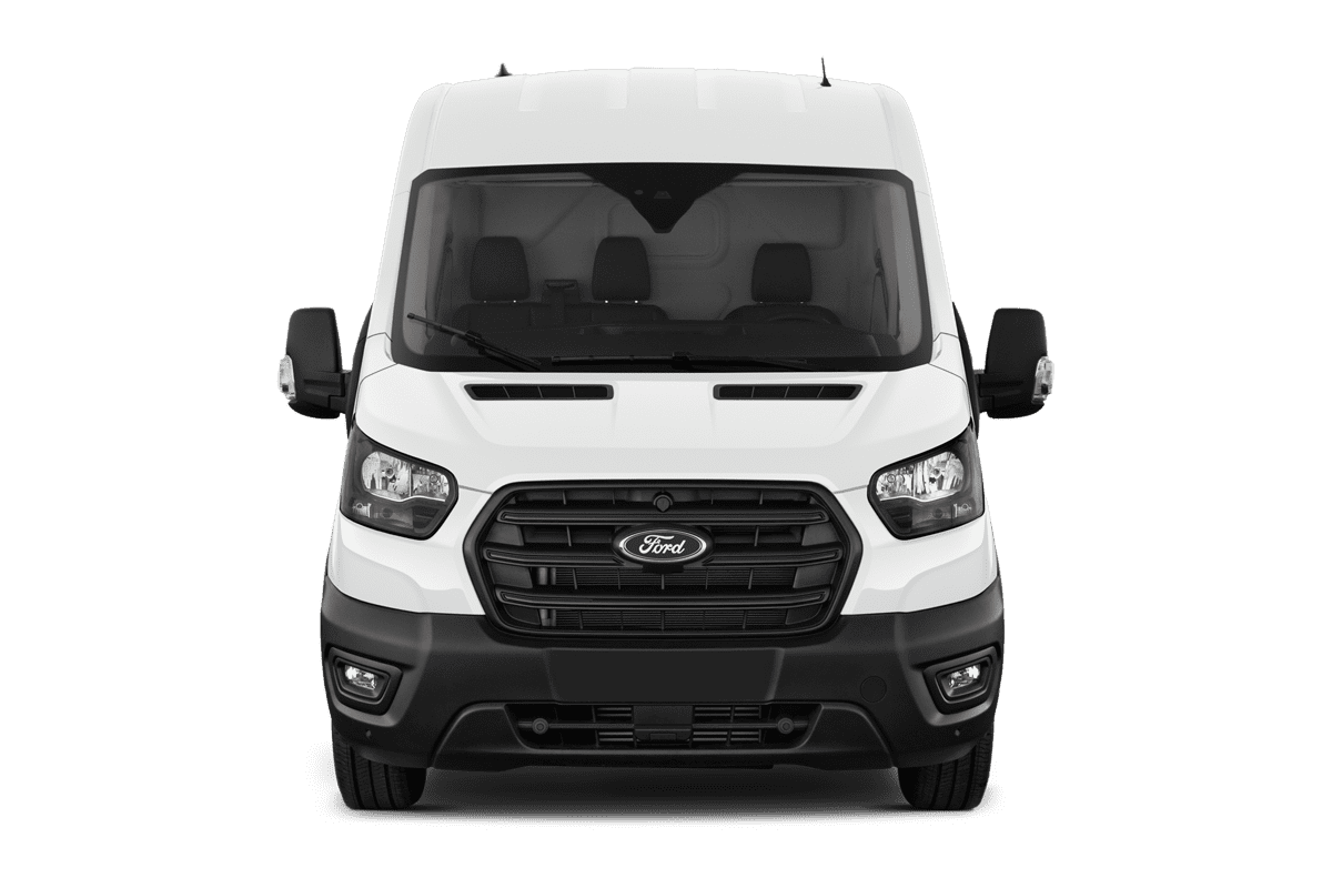Frontansicht eines Ford Transit Kastenwagen, freigestellt