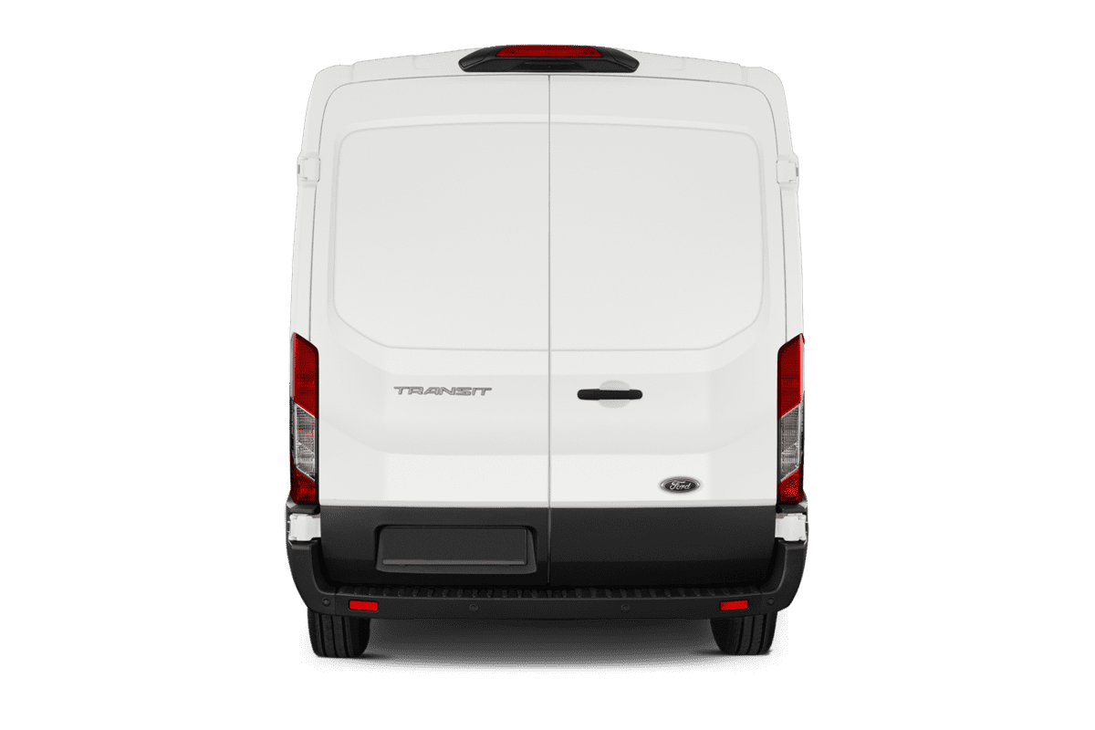 Heckansicht eines Ford Transit Kastenwagen